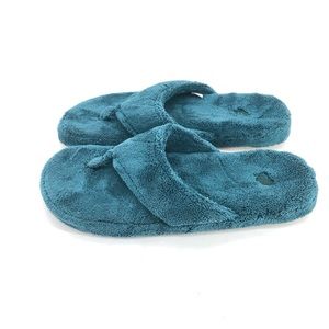 B7) Women's Acorn Fluffy Teal Flip Flops Thongs Sp